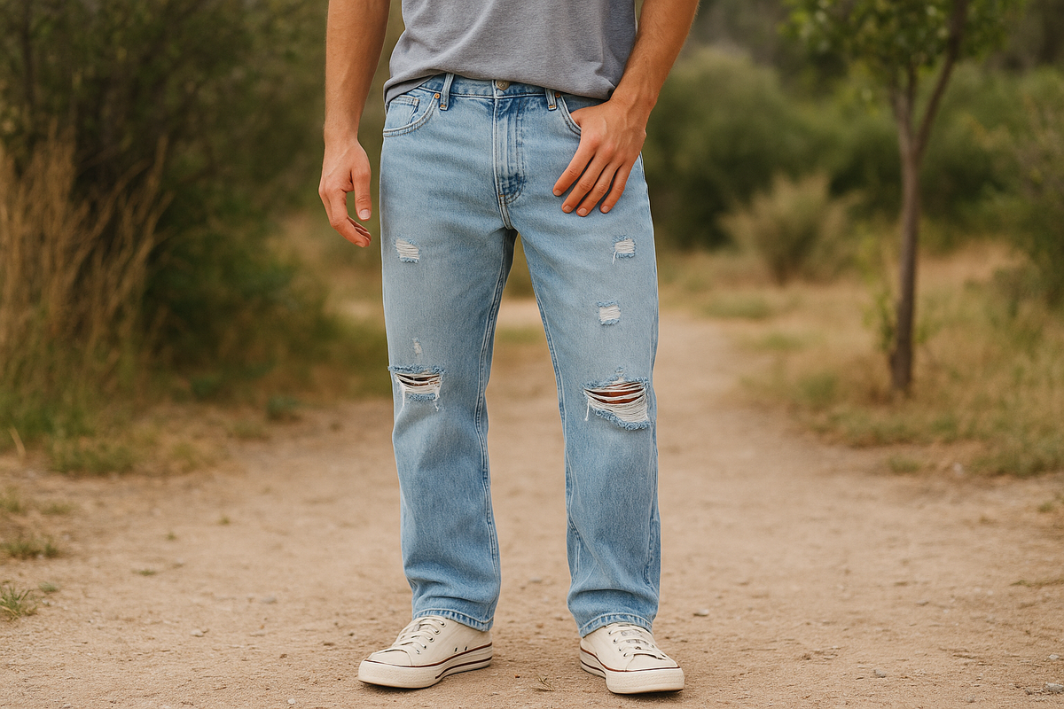 Distressed Light Wash Jeans - Lifestyle